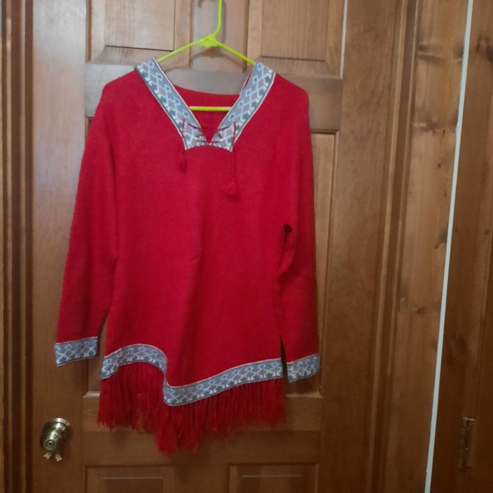 Red Baby Alpaca Sweater from Peru Women's Size Medium